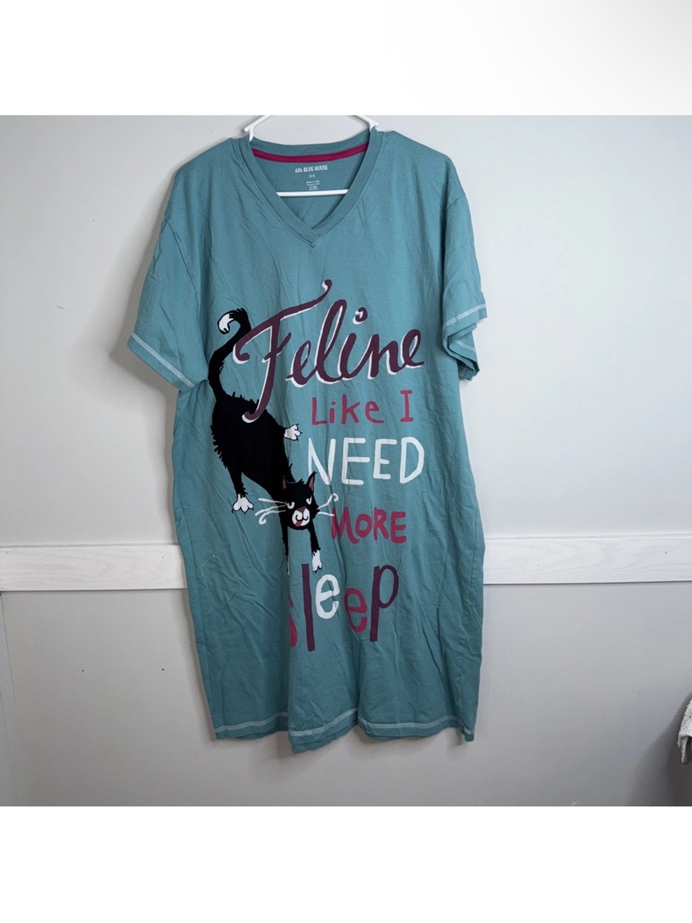 Little Blue House Women's Cotton Sleepshirt Feline Like I Need More Sleep OS